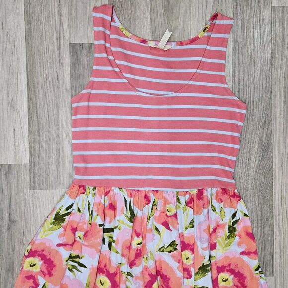 Matilda Jane Womens Pink Macaron Happy And Free Floral Stripe Dress Tank Medium - Picture 4 of 12